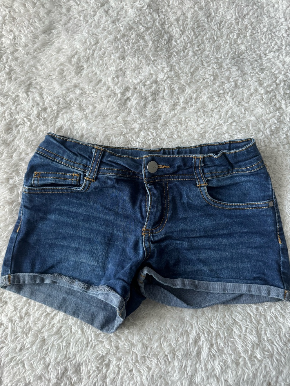 total girl Dark Blue Rolled-Hem Denim Shorts